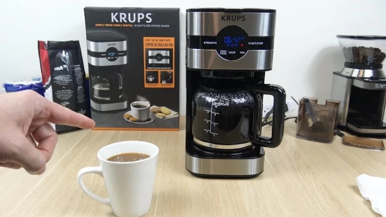 Krups Simply Brew 10-Cup Digital Drip Coffee Maker Stainless Steel Banner Photo