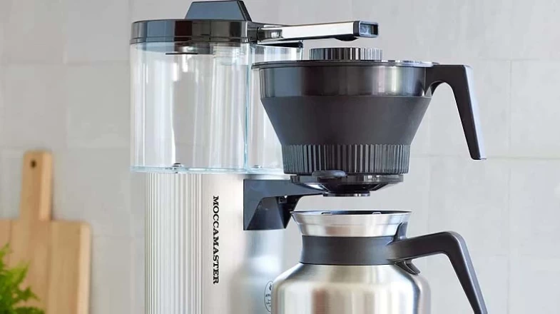Moccamaster CDT Manual-Adjust Drip-Stop Coffee Maker (60 oz Thermal Carafe) Brushed Silver Banner Photo